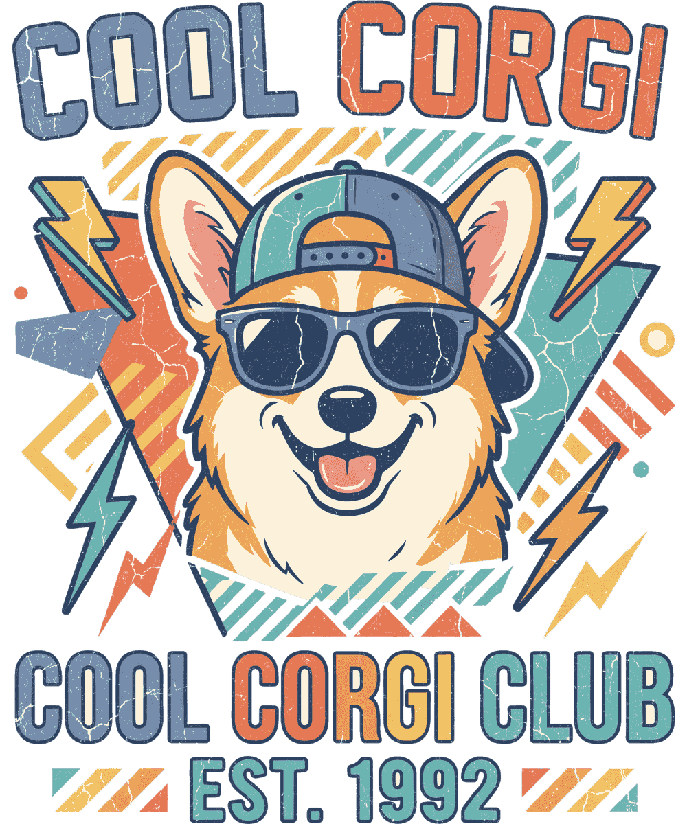Corgi vintage 90s graphic tee design