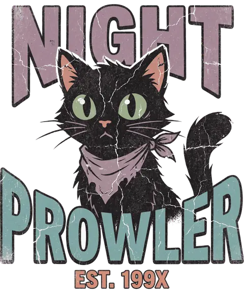 Black Cat vintage 90s graphic tee design