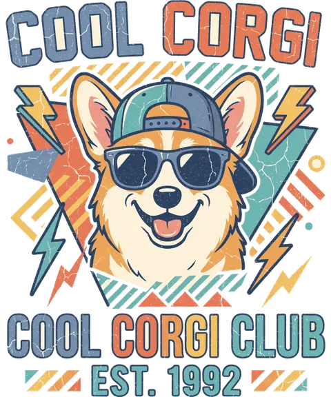 Corgi vintage 90s graphic tee design