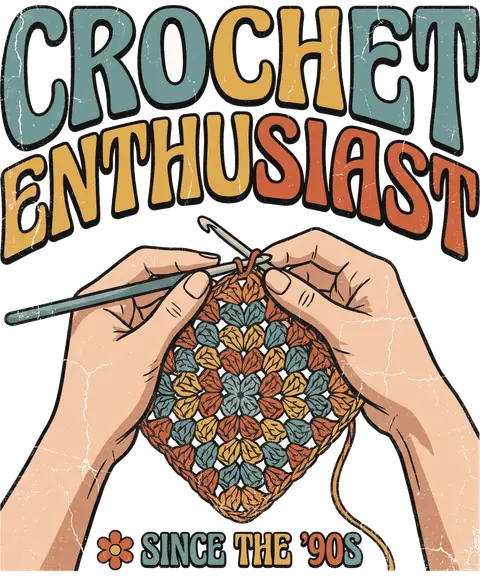 Crochet Enthusiast vintage 90s graphic tee design