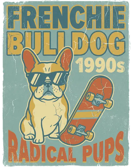 French Bulldog vintage 90s graphic tee design