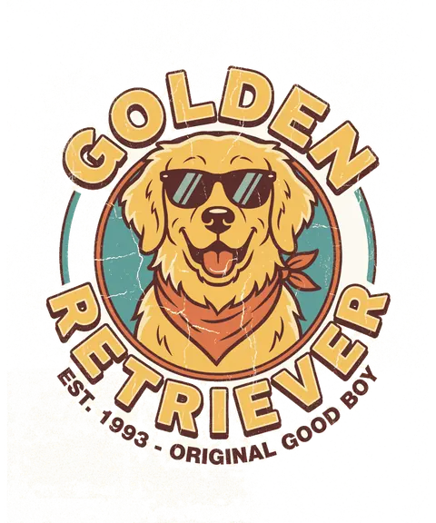 Golden Retriever vintage 90s graphic tee design