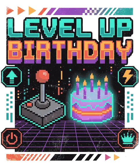 Level Up Birthday vintage 90s graphic tee design