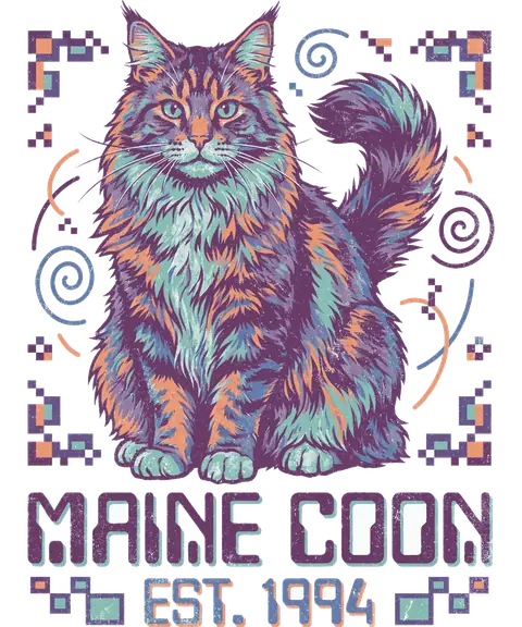 Maine Coon vintage 90s graphic tee design