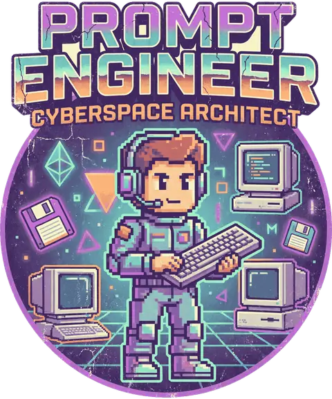 Prompt Engineer vintage 90s graphic tee design
