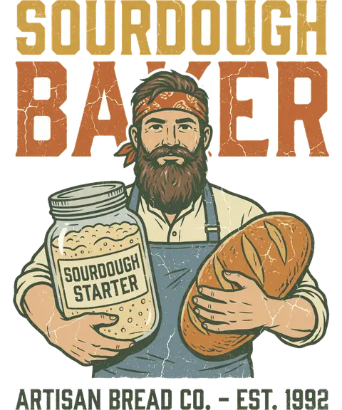 Sourdough Baker vintage 90s graphic tee design