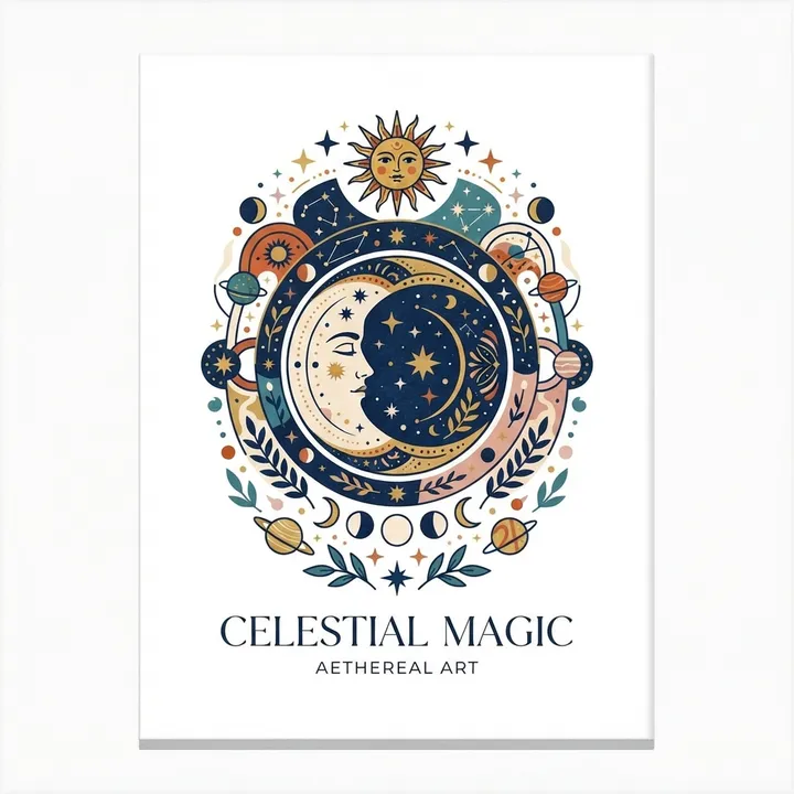Aesthetic Celestial Moon Poster — KI-Design