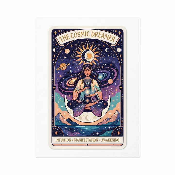Aesthetic Cosmic Tarot Card Poster — Design IA