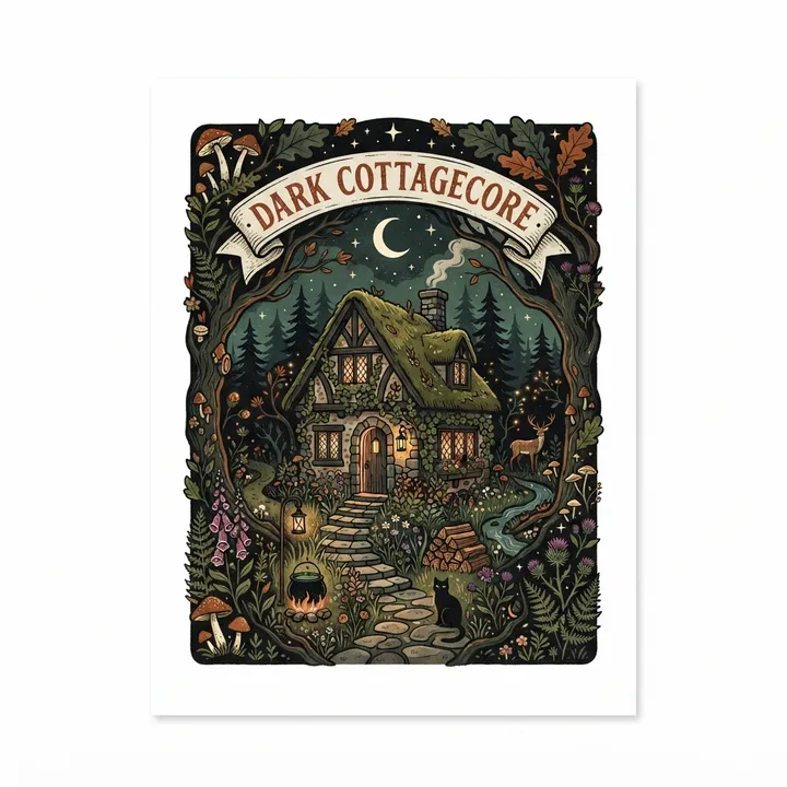 Aesthetic Dark Cottagecore Poster — AI design