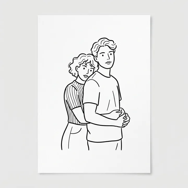 Aesthetic Line Art Couple Poster — KI-Design