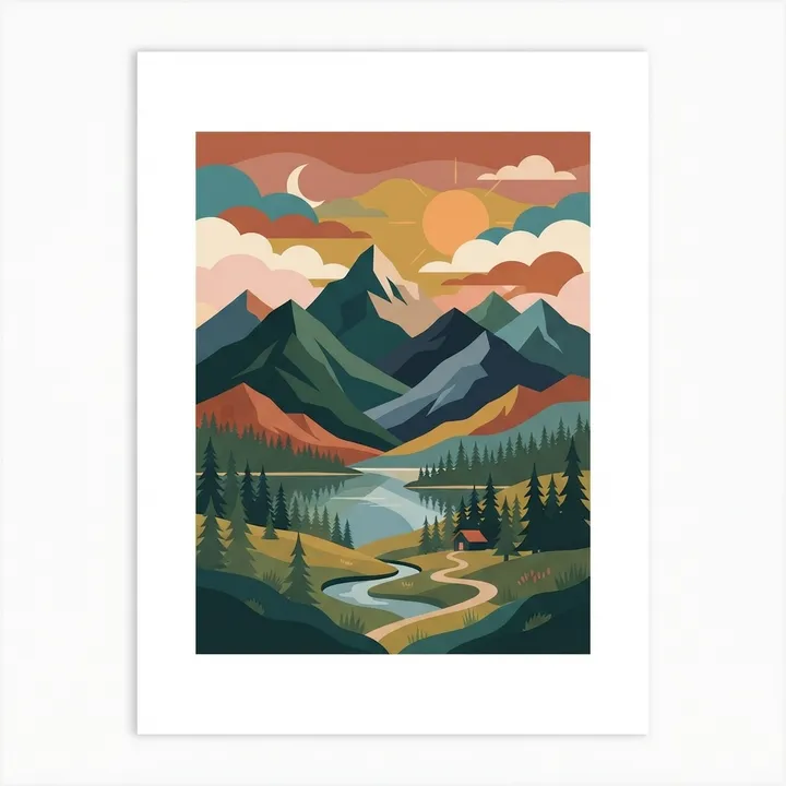 Aesthetic Mountain Landscape Poster — KI-Design