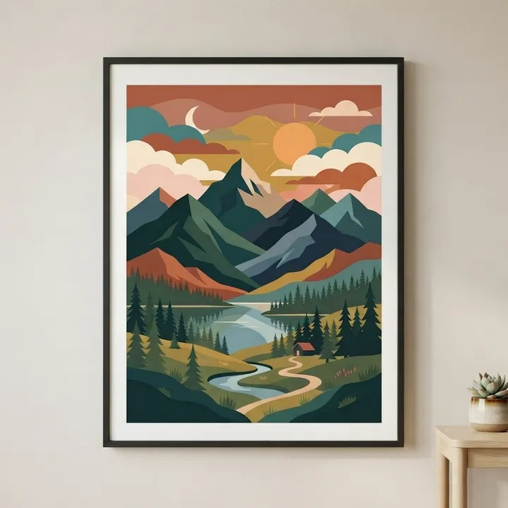 Aesthetic Mountain Landscape Poster — Dein Ergebnis