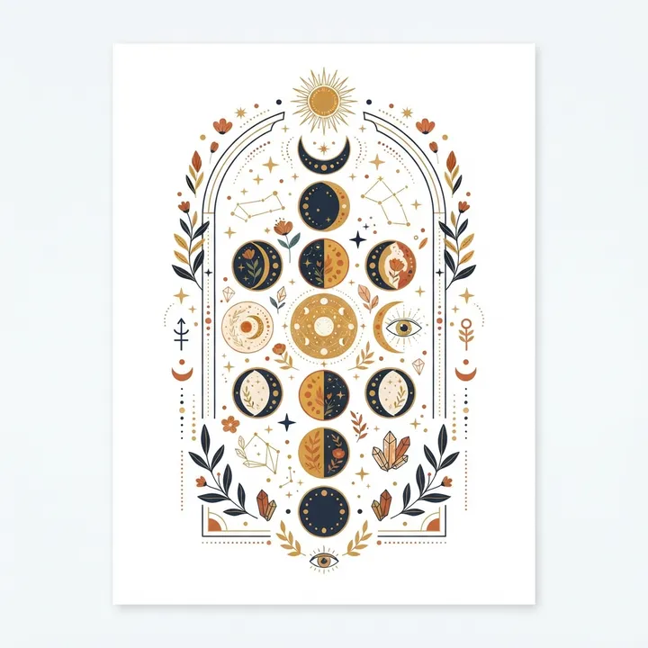 Aesthetic Mystic Moon Phase Poster — Design IA