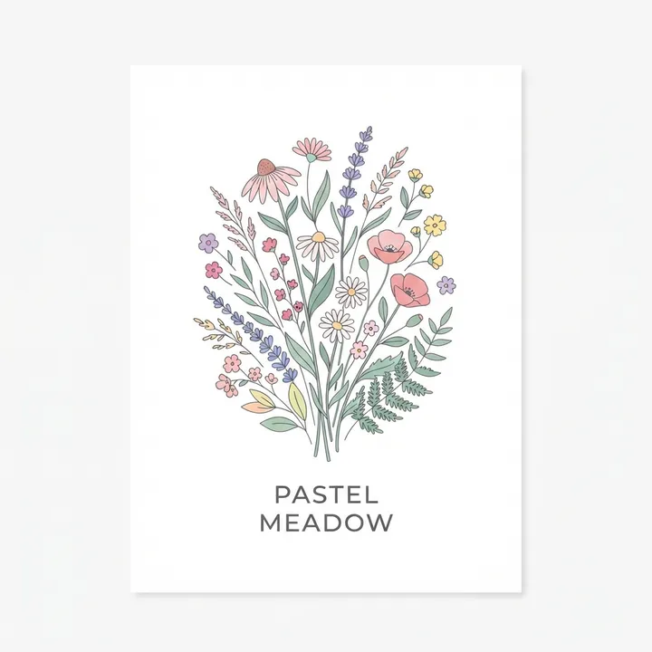 Aesthetic Pastel Wildflower Poster — AI design