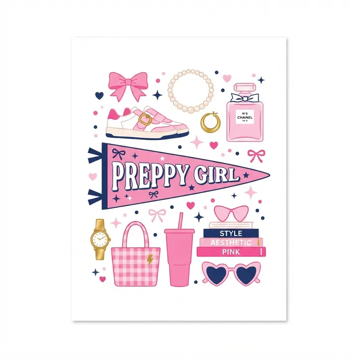 Aesthetic Pink Preppy Poster — AI design