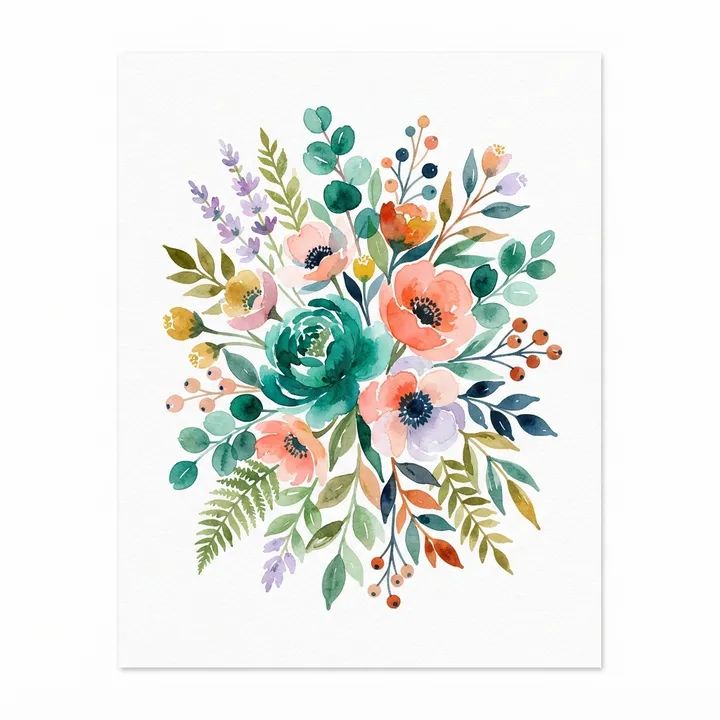 Aesthetic Watercolor Floral Poster — AI design