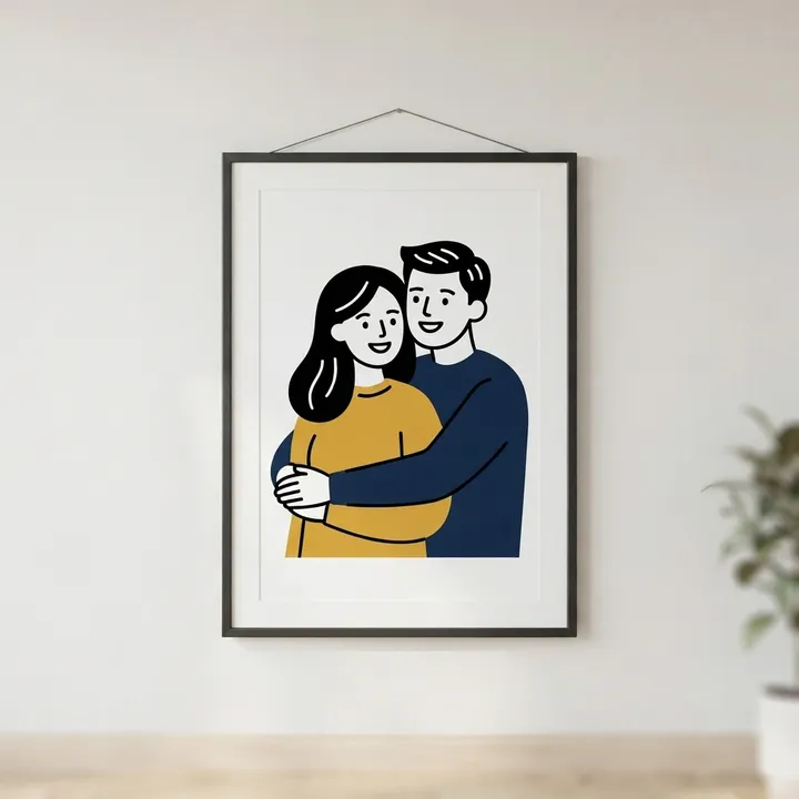 Custom Minimalist Couple Portrait Poster — Dein Ergebnis