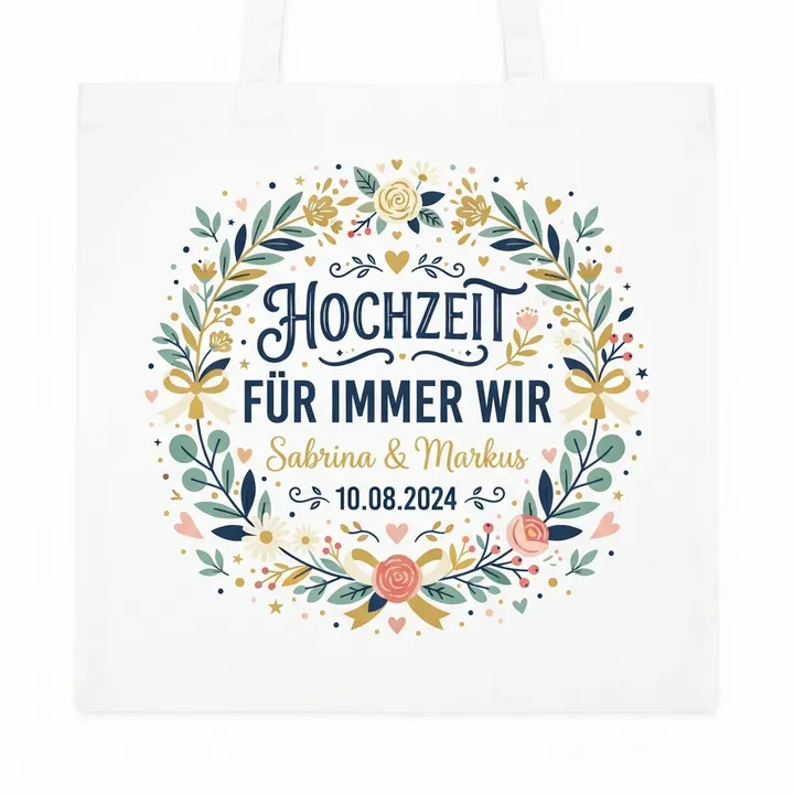 Hochzeit stoffbeutel — KI-Design