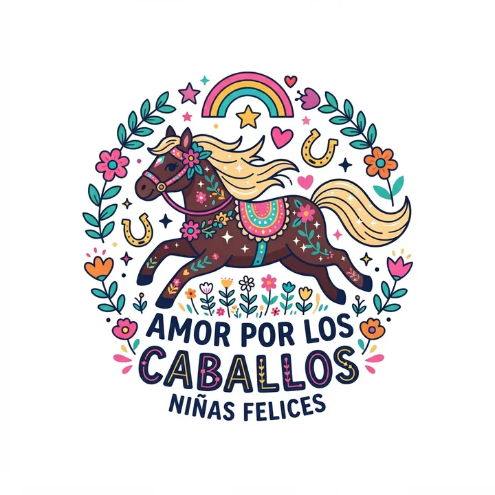 Camisetas de caballos para niñas — Diseño IA