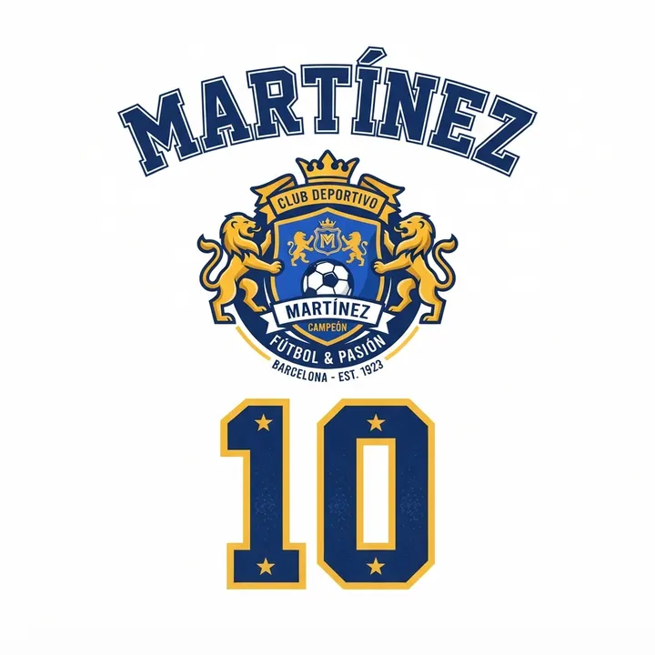 Camisetas de futbol con nombre personalizado — Diseño IA