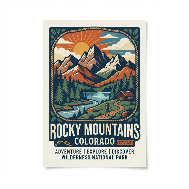 Posters de paisajes de montaña vintage — Diseño IA