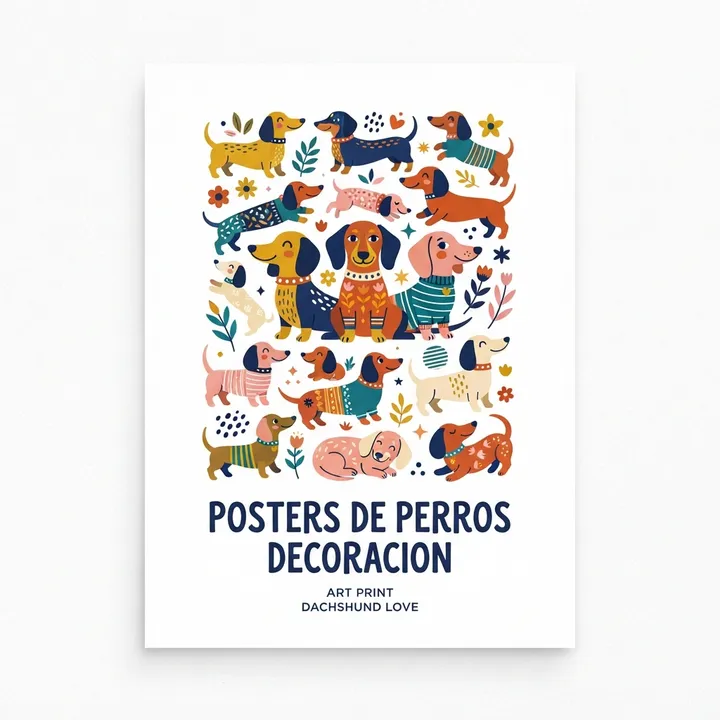 Posters de perros salchicha decoracion — Diseño IA