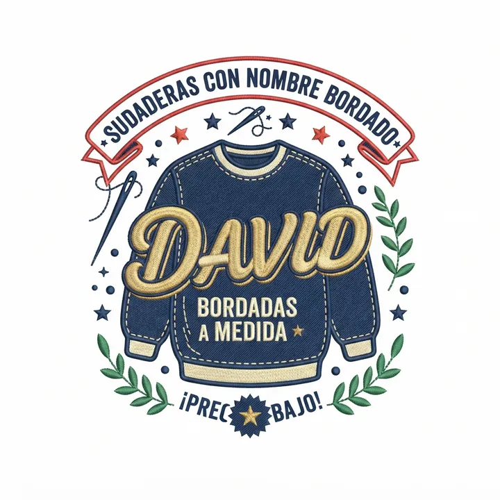 Sudaderas con nombre bordado baratas — Diseño IA