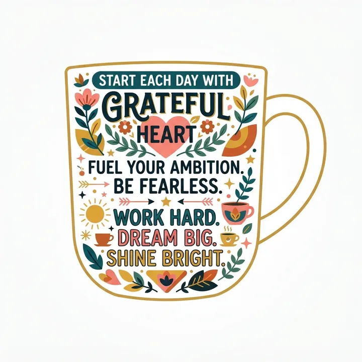 Tazas con frases de motivacion aesthetic — Diseño IA