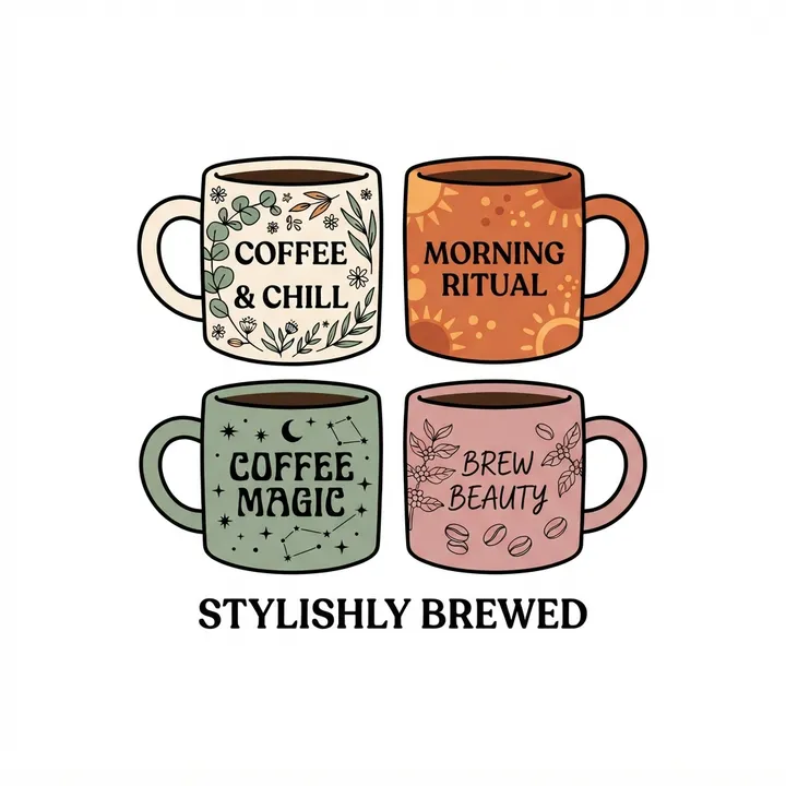Tazas de cafe estilo aesthetic — Diseño IA