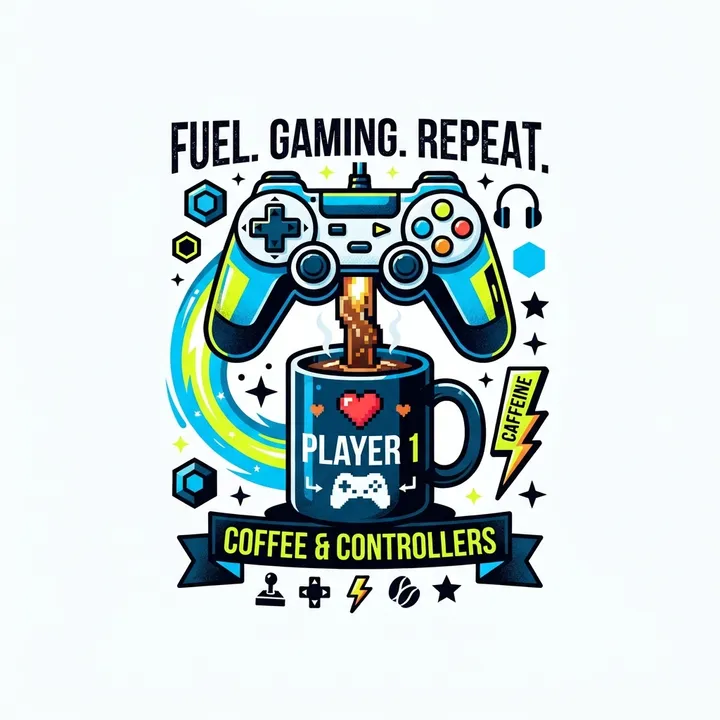 Tazas de cafe para gamers — Diseño IA