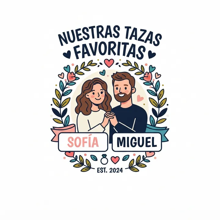 Tazas de parejas con nombres personalizadas — Diseño IA