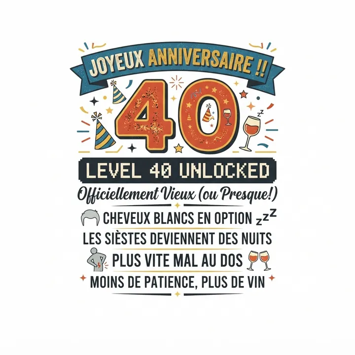 Mug anniversaire humour 40 ans — Design IA