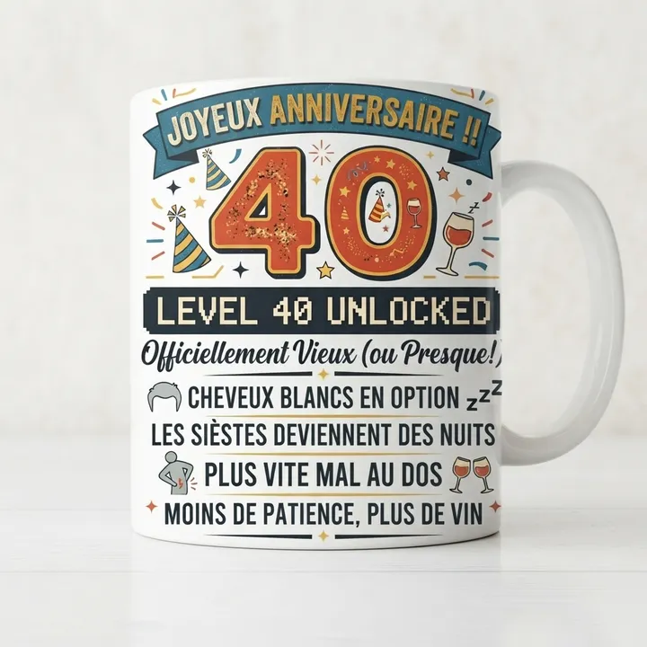Mug anniversaire humour 40 ans — Votre résultat