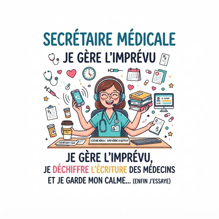 Mug drole secretaire medicale — Design IA