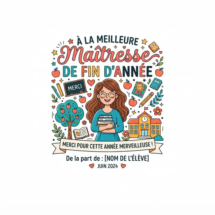 Mug personnalisé maitresse fin d'année — Design IA