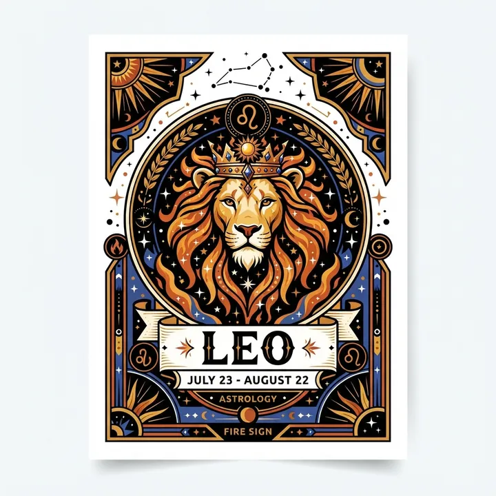Poster astrologie signe lion — Design IA