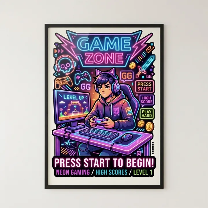Poster chambre ado gamer neon — Votre résultat