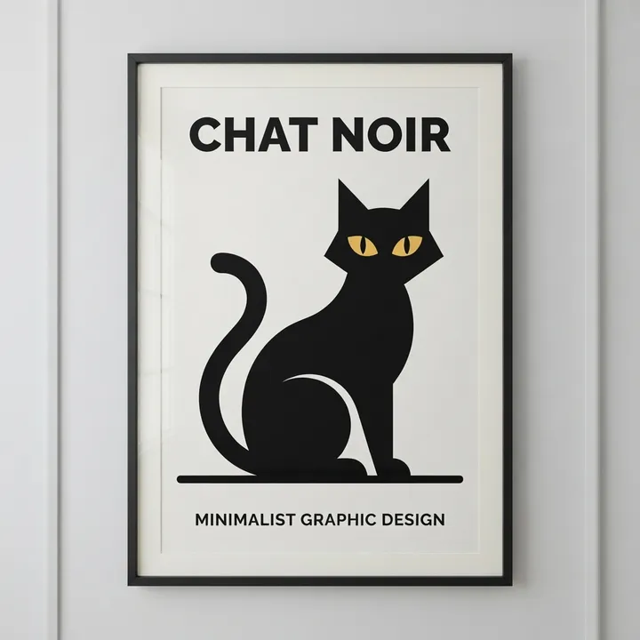 Poster graphique chat noir minimaliste — Votre résultat