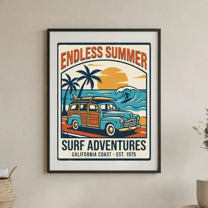 Poster retro decoration surf — Votre résultat