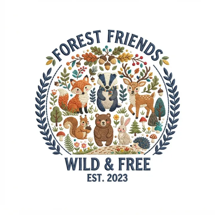 Sweat col rond broderie animaux — Design IA