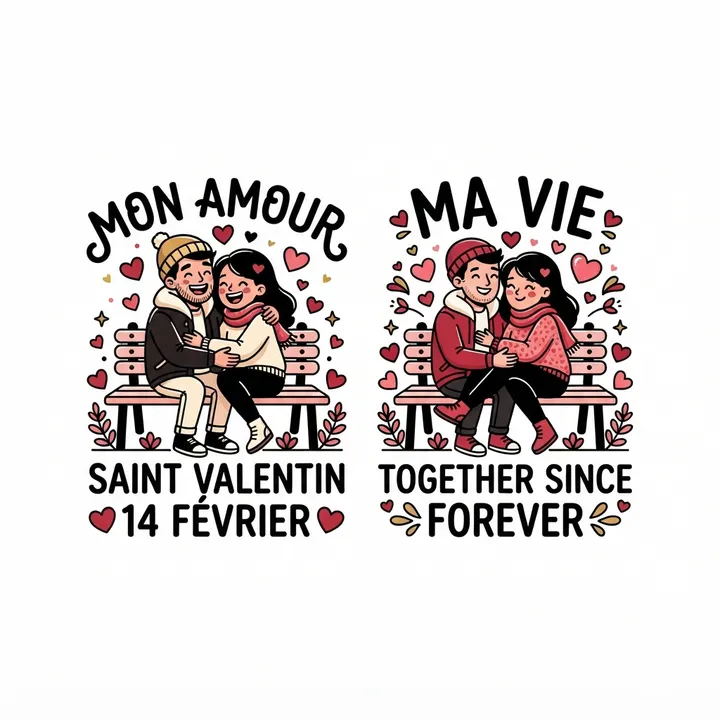 Sweat saint valentin couple assorti — Design IA