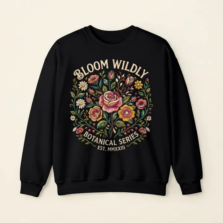 Sweat sans capuche broderie fleur — Votre résultat