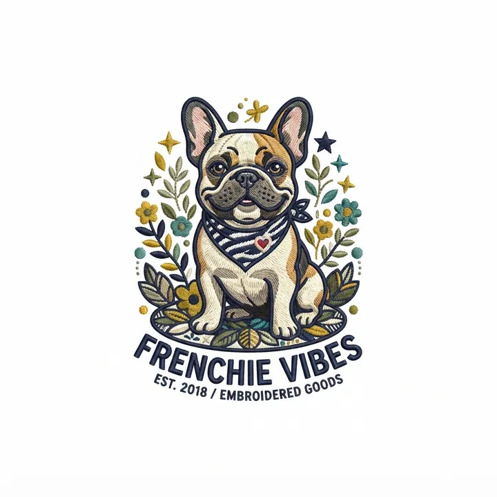 T-shirt brodé bouledogue francais — Design IA