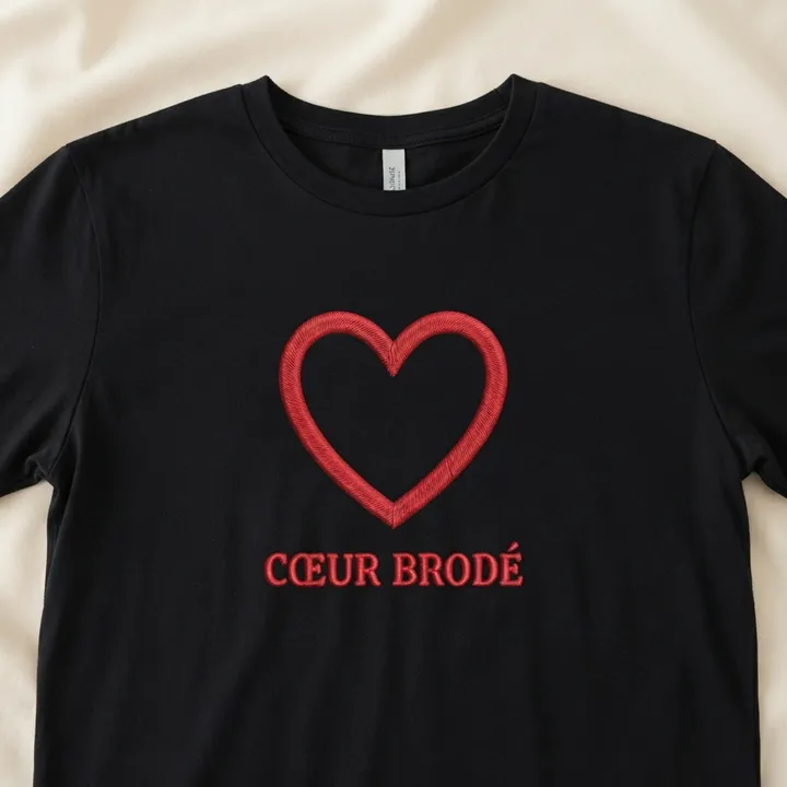 T-shirt brodé coeur minimaliste — Votre résultat