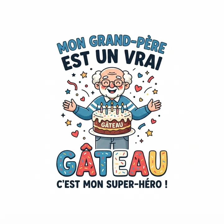 T-shirt drole grand pere gateau — Design IA