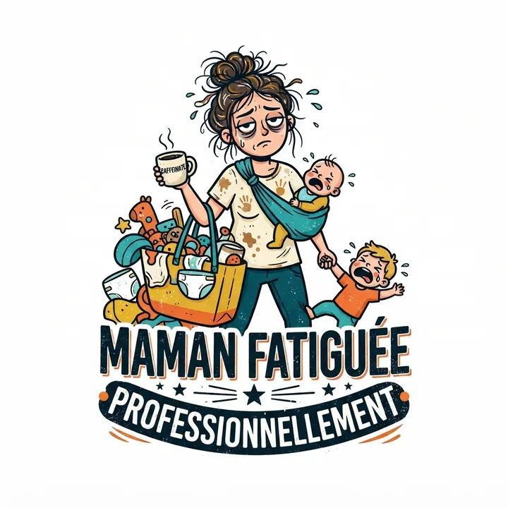 T-shirt drole maman fatiguée — Design IA