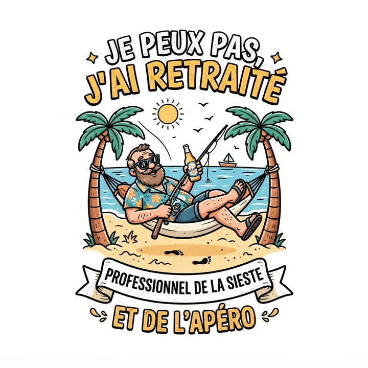 T-shirt humoristique retraité — Design IA