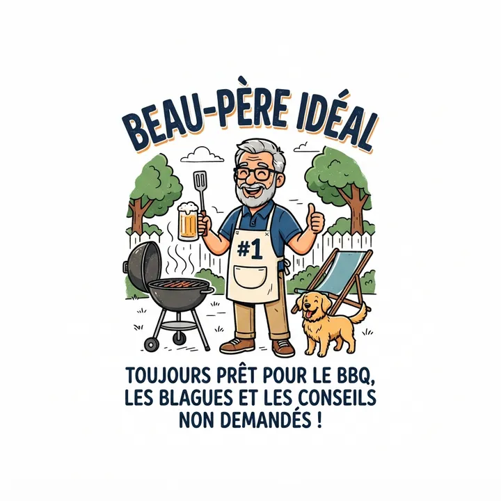 T-shirt humour beau pere ideal — Design IA