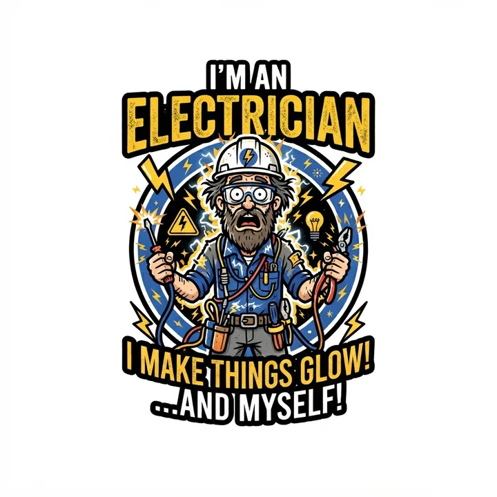 T-shirt humour electricien — Design IA