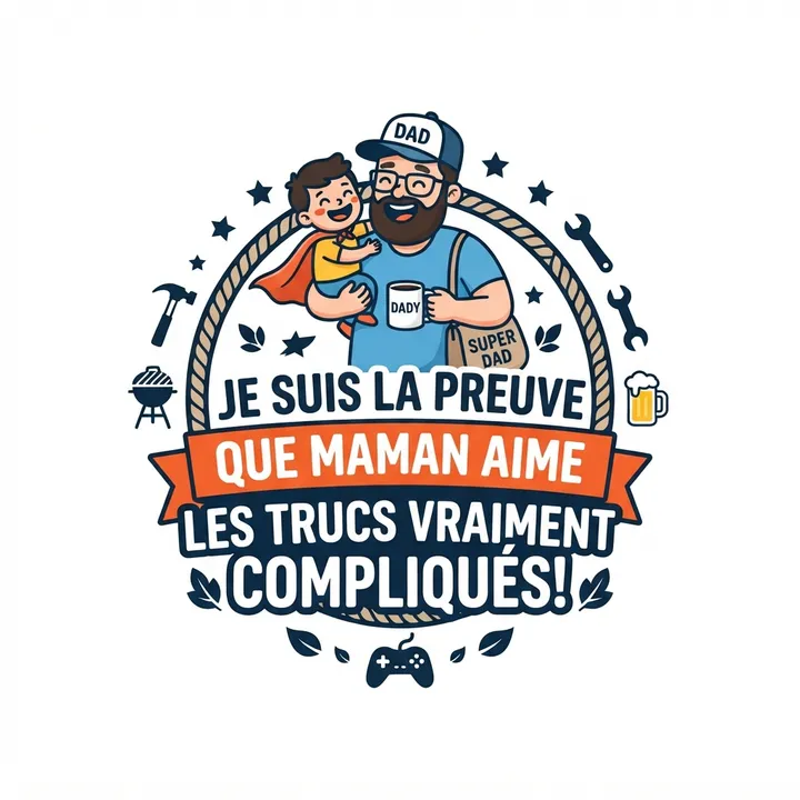 T-shirt humour fete des peres — Design IA